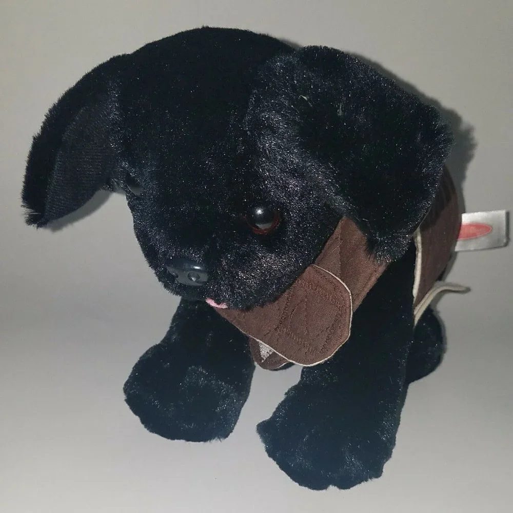 Melissa & Doug Black Lab Puppy Dog Plush Labrador Retriever Brown Vest Service
